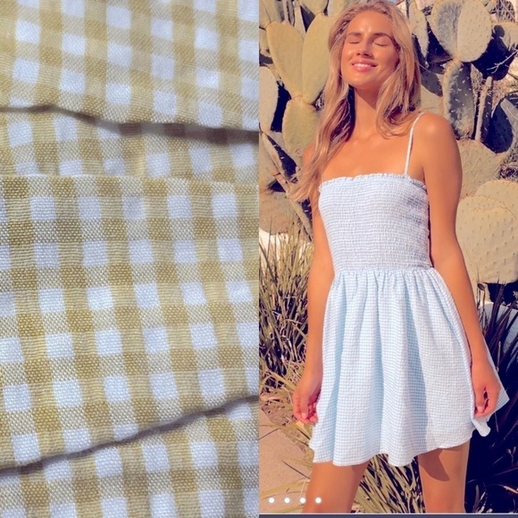 LULUS ❤️Treat Me Right Gingham Smocked Mini Dress. Yellow/White Only. Med & Sm - Picture 3 of 7